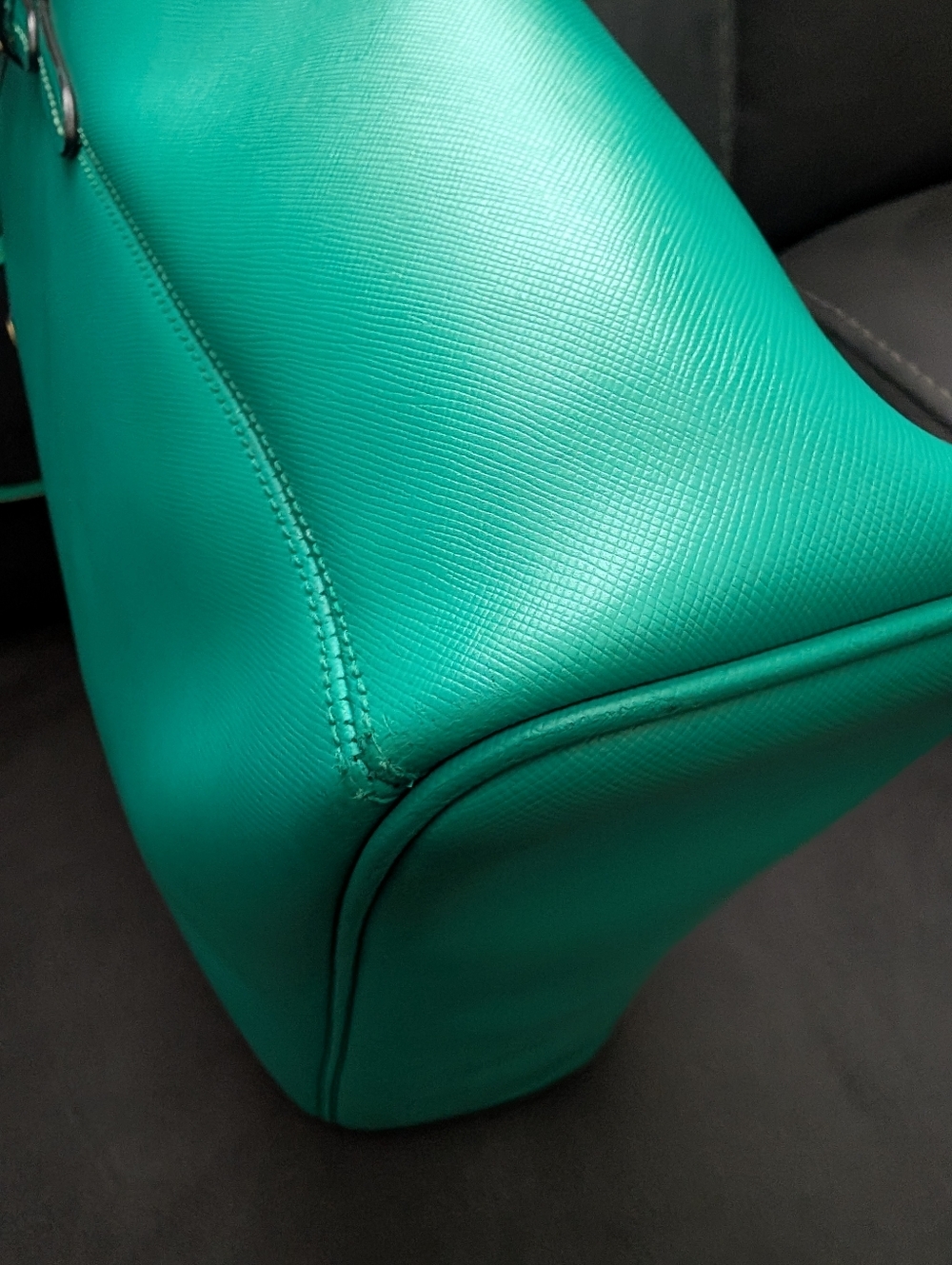 Coach Peyton Turquoise Tote with Gold Accent - Picture 9 of 13